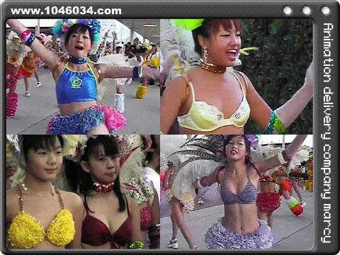 ロリータ娘が水着で野外露出！サンバの踊りで大開脚！